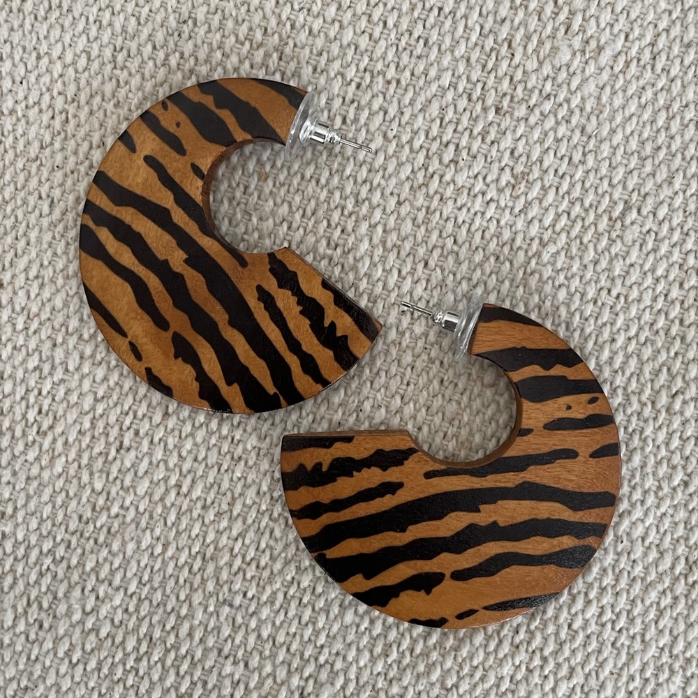 Plunder - Zach Wooden Animal Print Earrings